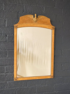 Antique English Chippendale Style Maple Wall Mirror w/ Phoenix Crest, c.1940’s