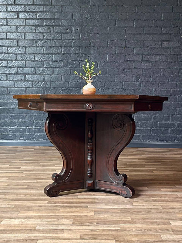 American Revival Mahogany Hexagonal Table by Riner Furniture, c.1920’s
