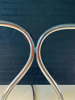 Art Deco Chrome Twin Arm Desk Lamp w/ Frosted Glass Shades, c.1930’s