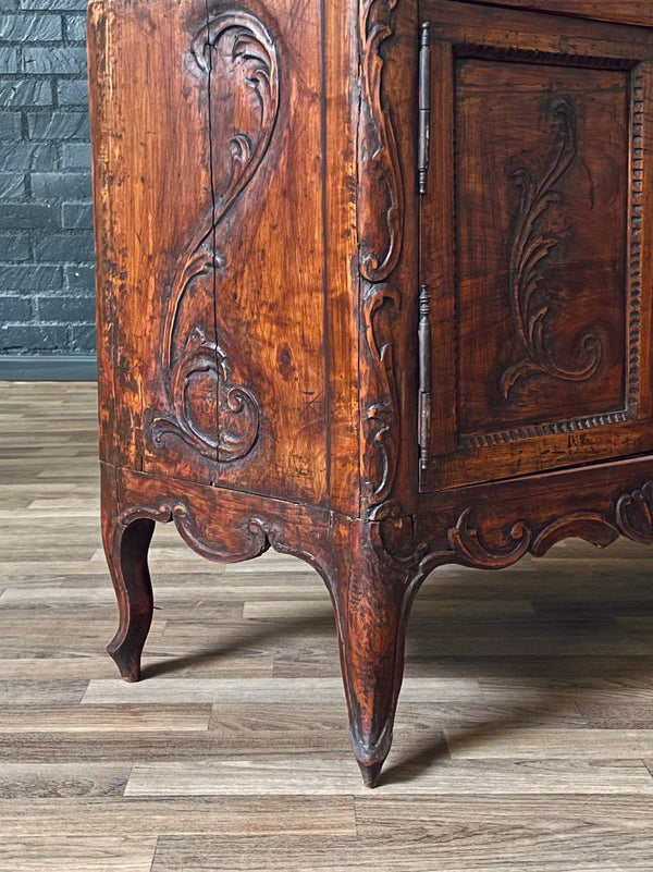 Antique French Provincial Louis XV Style Carved Secretary Cabinet w/ Mirrored Doors, c.1890’s