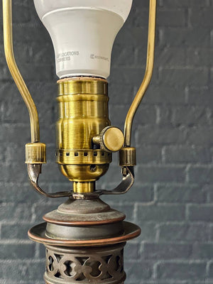 Pair of Italian Majolica Hand-Painted Table Lamps w/ Mythological Motifs, c.1950s