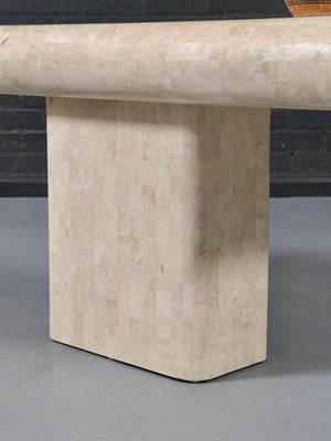 Post Modern Tessellated Travertine & Brass Inlaid Console Table, c.1970’s