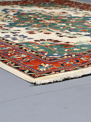 Vintage Indo-Persian Tabriz Floral Medallion Hand-Knotted Wool Rug, c.1970’s