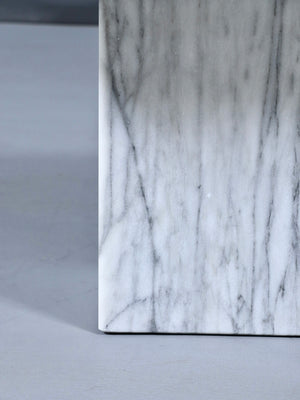 Pair of Postmodern Carrara Marble Pedestal Side Tables, c.1980’s