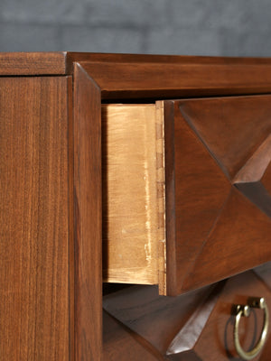 Mid-Century Modern Sculpted Dresser w/ Cane & Brass Accents, c.1960’s