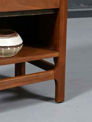 Pair of Mid Century Modern Walnut Night Stands w/ Drop Down Bookcase, c.1960’s