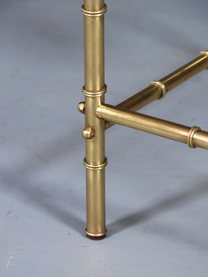 Pair of Hollywood Regency Faux Brass Bamboo & Glass Side Tables, c.1960’s