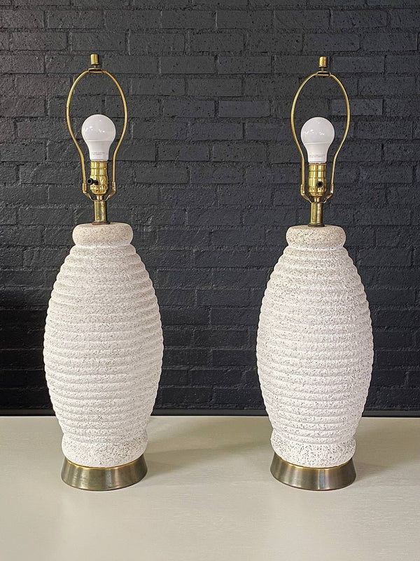 Pair of Mid-Century Modern Gesso & Brass Accent Table Lamps, c.1960’s