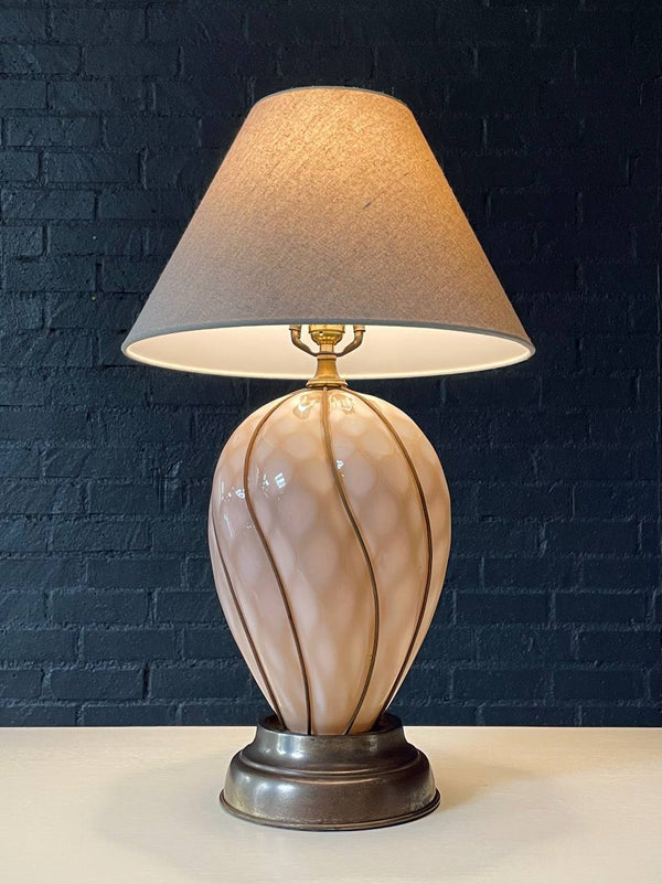 Mid-Century Modern Italian Murano Glass & Brass Table Lamp by Marbro, c.1960’s