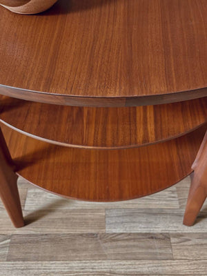 Mid-Century Modern 3-Tier Sculpted Walnut End Table by Mersman, c.1960’s