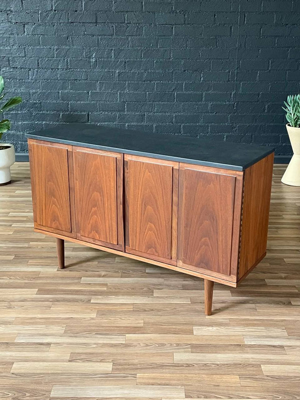 Mid-Century Modern Walnut Credenza w/ Stone Top by Jack Cartwright, c.1960’s
