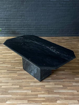 Italian Vintage Post Modern Black Marble Dining Table, c.1970’s