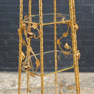 Vintage Gilt Metal & Glass Display Shelf Curio, c.1950’s