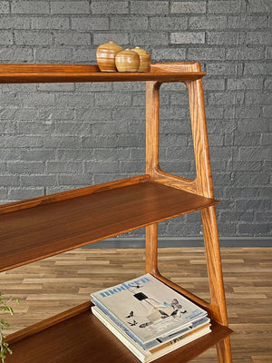 Mid-Century Modern 4-Tier Sculpted Walnut Bookshelf, c.1960’s