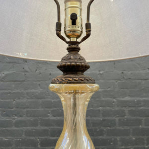 Vintage Murano Swirl Style Amber Glass Table Lamp, c.1960’s