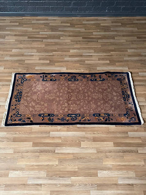 Antique Chinese Peking Art Deco Rug – Hand-Knotted Wool w/ Floral & Symbolic Motifs, c.1920’s