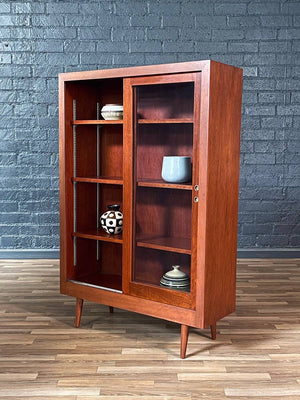 Mid-Century Modern Mahogany Bookcase Cabinet w/ Glass Doors, c.1960’s