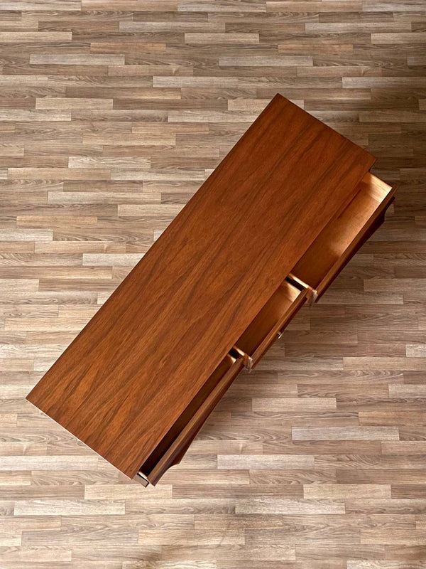 Mid-Century Modern 9-Drawer Sculpted Walnut Dresser, c.1960’s