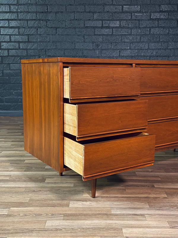 Mid-Century Modern 9-Drawer Walnut Dresser by Dixie, c.1960’s