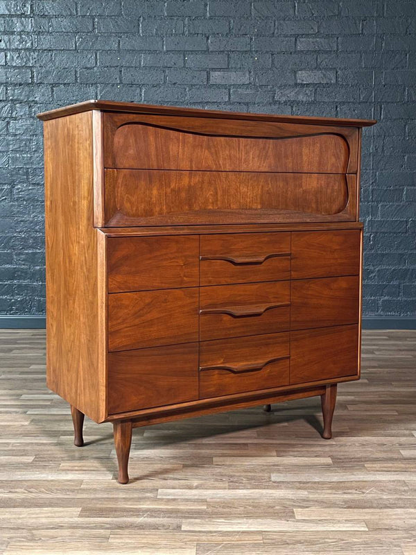 Mid-Century Modern Walnut Highboy Dresser by Unagusta, c.1960’s
