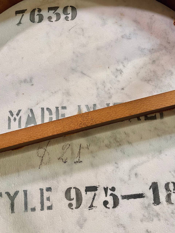 Mid-Century Carrera Marble & Walnut Side Table, c.1960’s