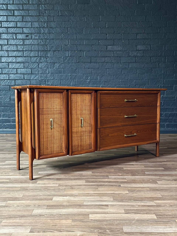 Mid-Century Modern Floating Top Walnut Dresser w/ Cane Doors, c.1960’s