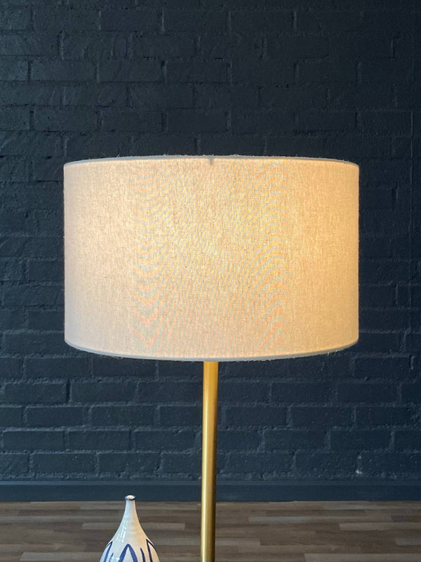 Mid-Century Sculpted Walnut Floor Lamp w/ Side Table, c.1960’s