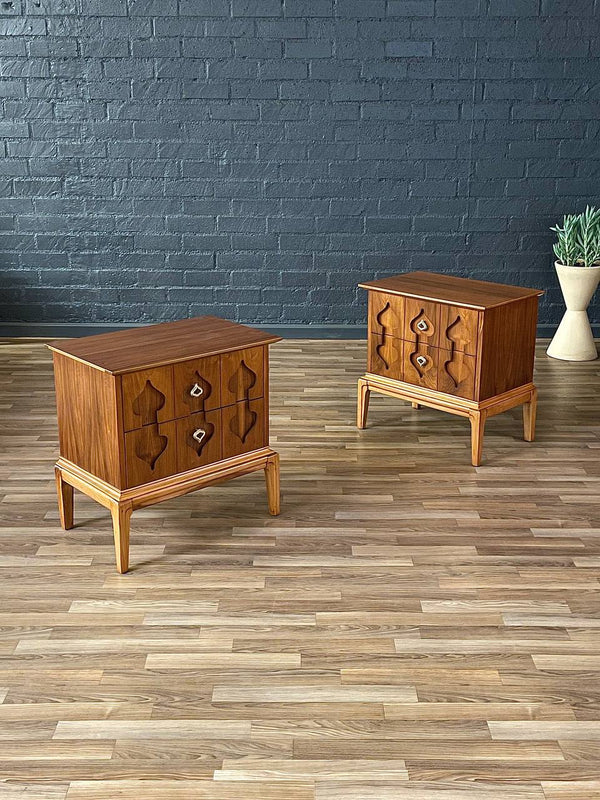 Pair of Mid-Century Modern Oak & Walnut Night Stands, c.1960’s