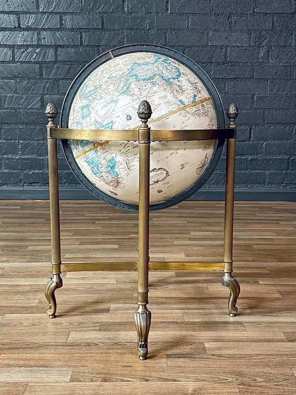 Neoclassical Style Replogle “World Classic” 16-Inch Globe on Brass Stand, c.1970’s