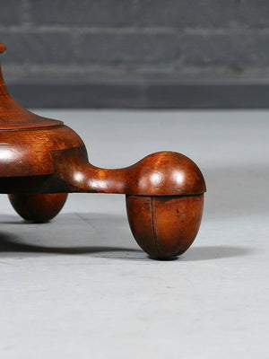 American Empire Revival Mahogany Pedestal Side Table with Acorn Feet, c.1920's
