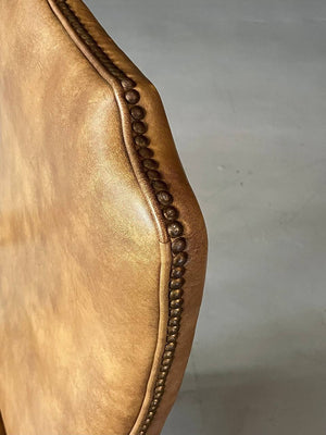 Set of 3 Queen Anne Leather & Wood Armchairs, c.1960's