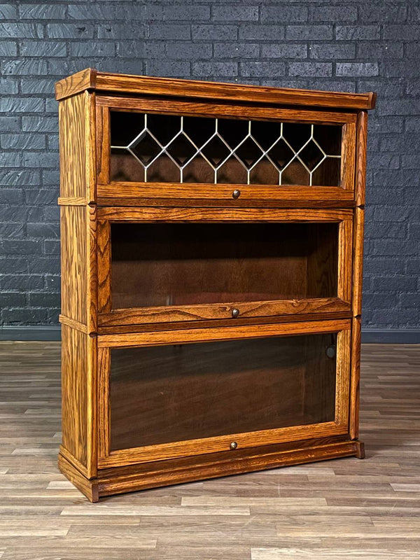 Vintage Barristers Oak & Glass 3-Tier Bookcase Shelf Cabinet, c.1960’s