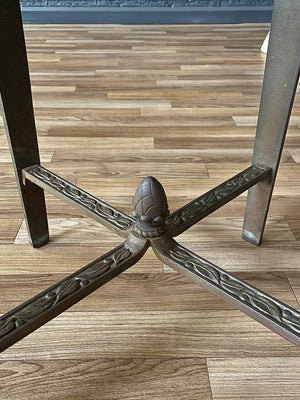 Art Deco Patinated Steel & Glass Side Table, c.1940’s