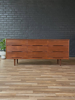 Mid-Century Modern 9-Drawer Walnut Dresser, c.1960’s