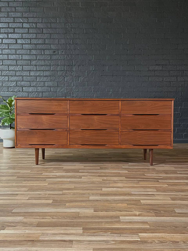 Mid-Century Modern 9-Drawer Walnut Dresser, c.1960’s