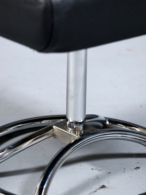Scandinavian Modern “Stressless” Chrome & Black Leather Ottoman by Ekornes, c.1970’s