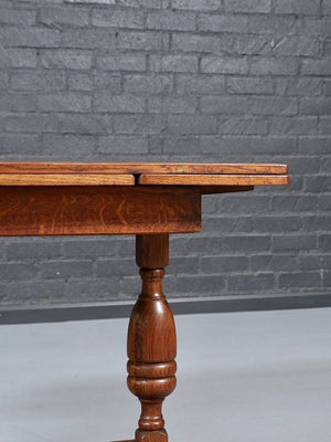 English Jacobean Revival Oak Draw-Leaf Dining Table, c.1930's