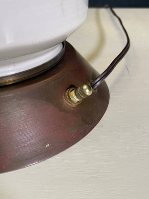 Mid Century Modern Abstract Glazed Ceramic Table Lamp with Brass Base, c.1950's