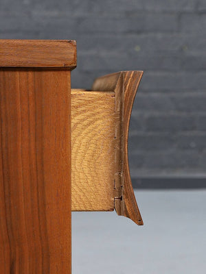 Mid Century Modern Sculpted Walnut Two-Drawer Nightstand, c.1960's