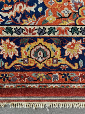 Vintage Persian-Style Hand-Knotted Wool Floral Medallion Area Rug
