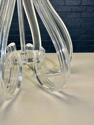 Hollywood Regency Sculptural Curved, Clear Lucite Table Lamp, c.1970's