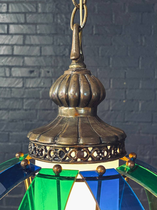 Vintage Blue & Green Lucite Pendant Chandelier by Fredrick Ramond, c.1960’s