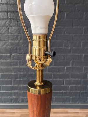 Pair of Mid-Century Modern Tapered Ceramic & Walnut Table Lamps, c.1960’s