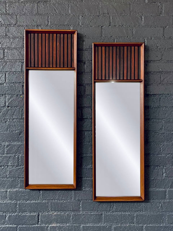 Pair of Mid-Century Modern “Tower Suite” Rosewood & Pecan Mirrors by Lane, c.1970’s