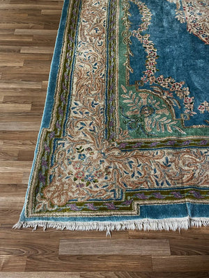 Large Vintage Hand Woven Blue Wool Persian Rug, c.1970’s