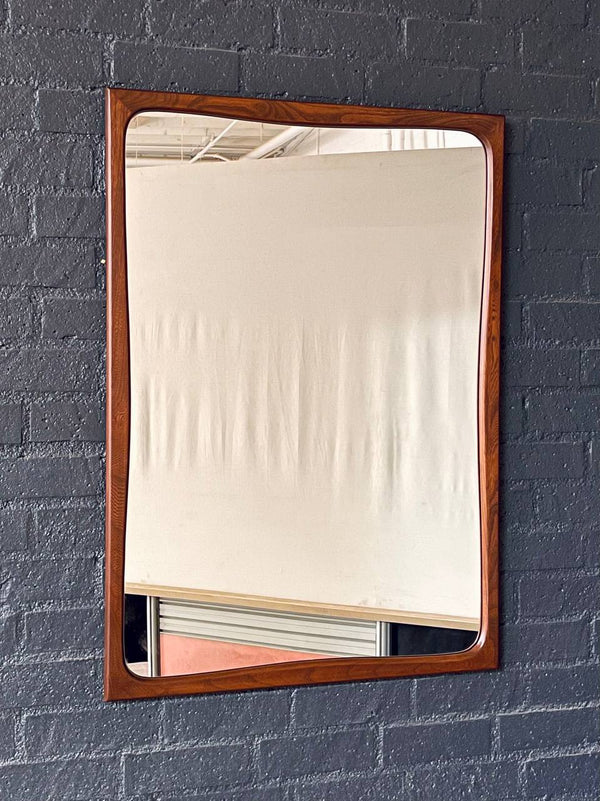 Mid-Century Modern Sculpted Walnut Wall Hanging Mirror, c.1960’s