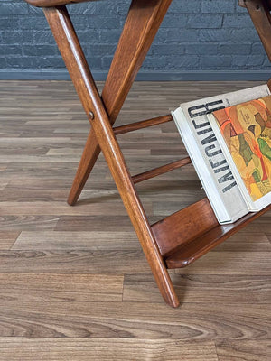 Mid-Century Modern Magazine Rack Side Table w/ Cork Top, c.1960’s