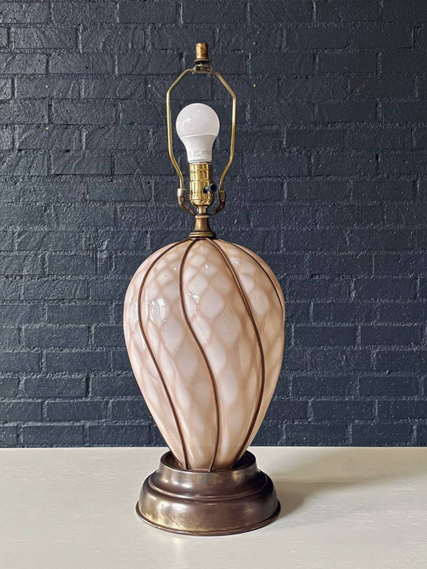 Mid-Century Modern Italian Murano Glass & Brass Table Lamp by Marbro, c.1960’s