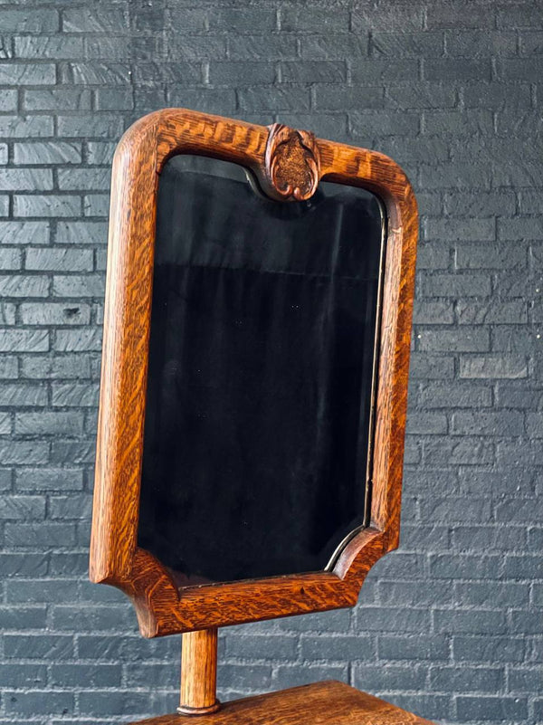 Early 1900s Art Nouveau Style Gentleman’s Shaving Grooming Stand w/ Tilting Mirror