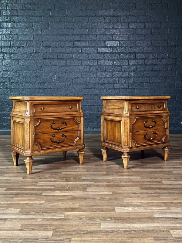 Pair of Vintage American Traditional Night Stands w/ Travertine Tops, c.1950’s